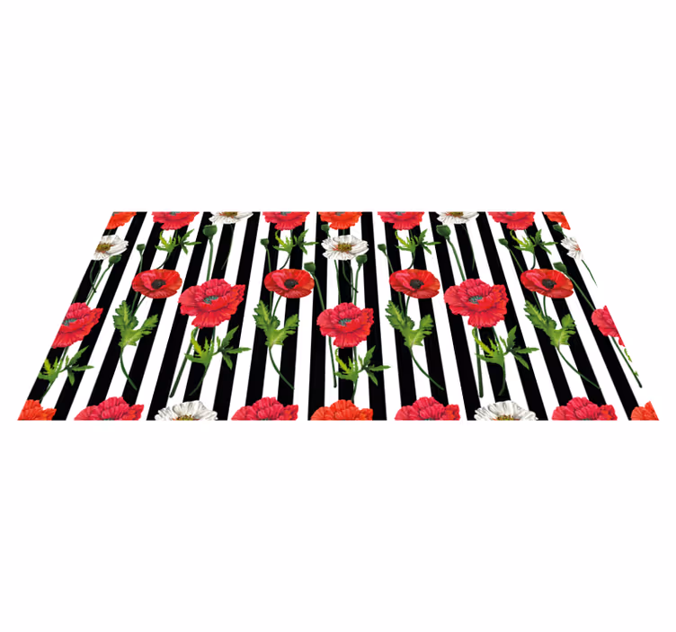 Alfombra vinílica flores patrón de rayas florales - TenVinilo