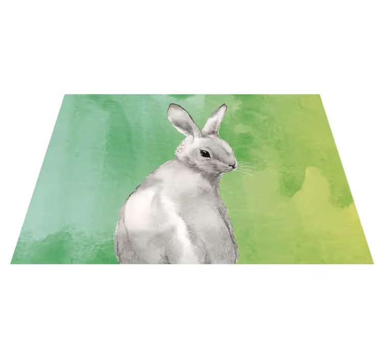 Aflombra vinílica animales fondo verde conejo - TenVinilo