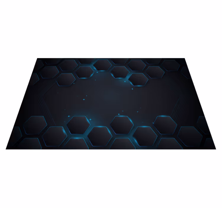 Alfombra vinílica geométrica diseño hexagonal azul - TenVinilo