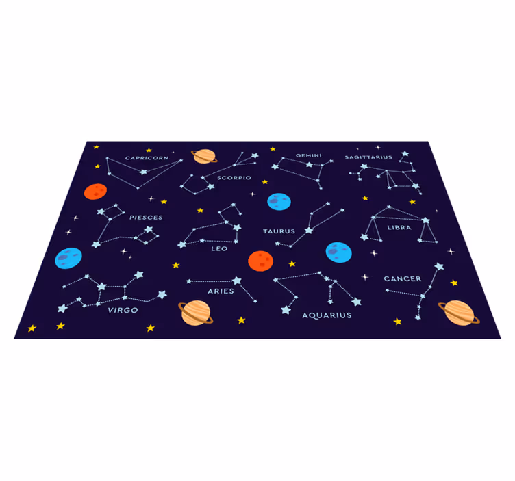 Alfombra vinílica de estrellas Signos del zodíaco explicados en d - TenVinilo