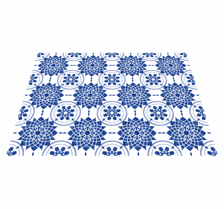 Alfombras vinílicas modernas Estilo de azulejo de círculos azules - TenVinilo