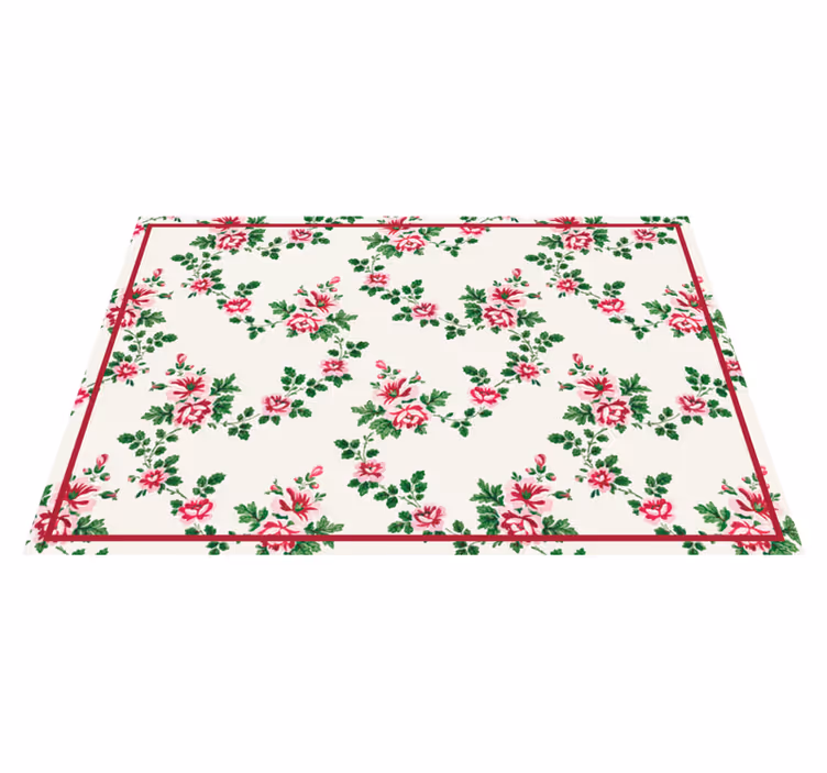 Alfombra vinilo pasillo Estilo botánico floral vintage - TenVinilo