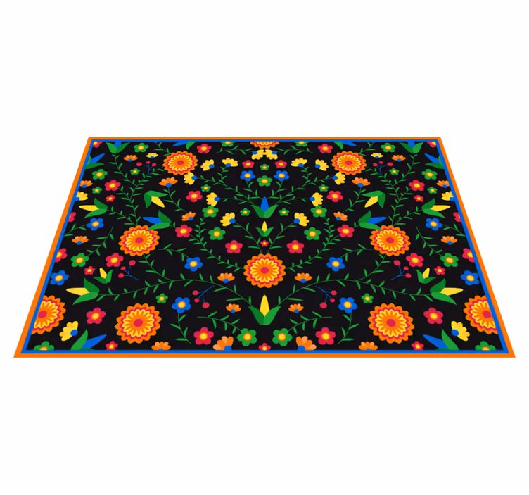 Alfombra vinilo cocina Patrón de flores de colores - TenVinilo