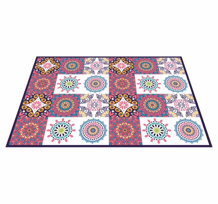 Alfombra vinílica hidráulica motivos florales vivos - TenVinilo