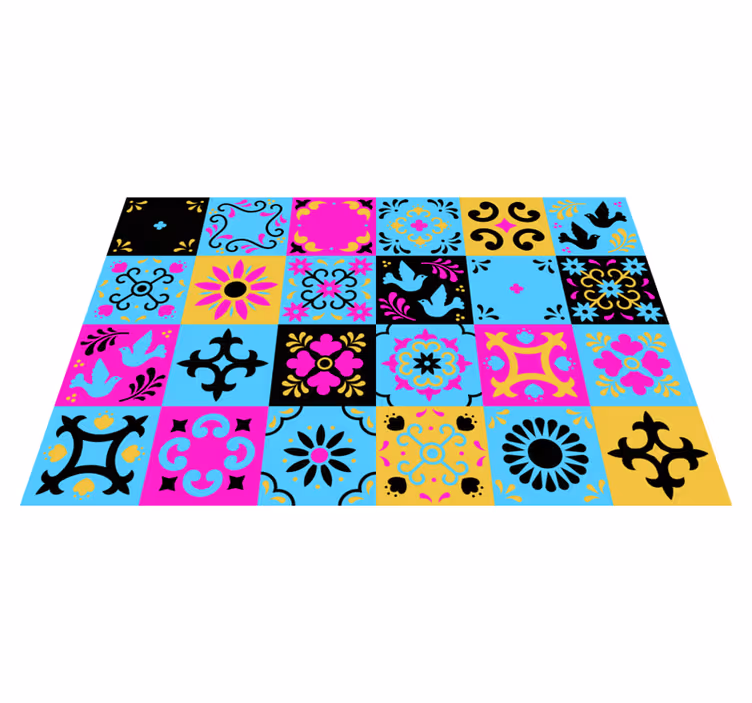 Alfombra vinílica mosaico mosaico de motivos coloridos - TenVinilo