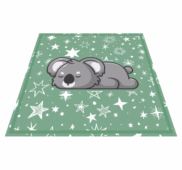 Aflombra vinílica animales Koala durmiendo con fondo verde - TenVinilo