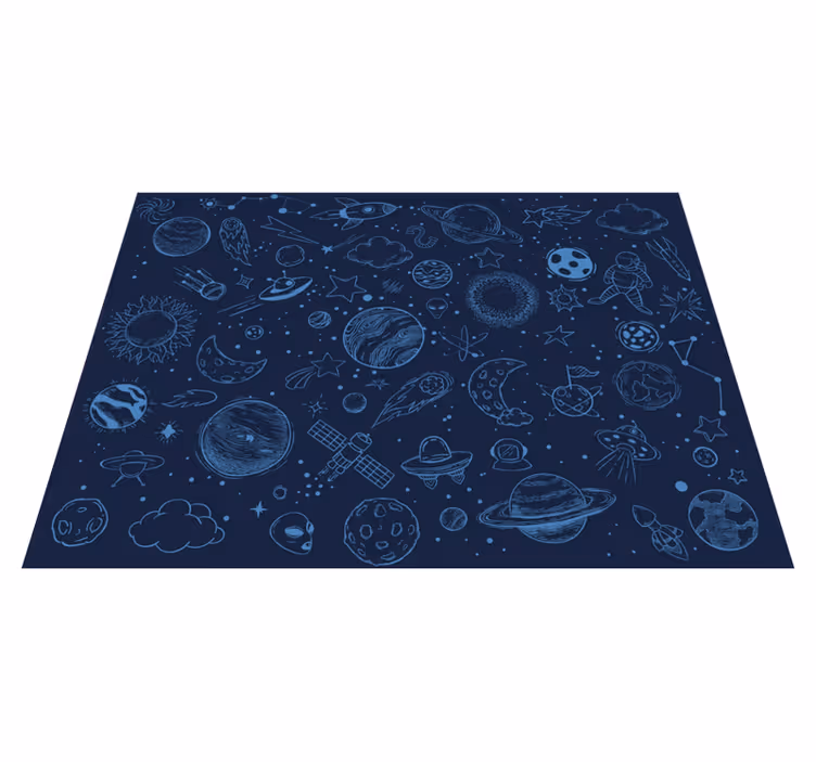 Alfombra vinílica infantil símbolos espaciales - TenVinilo