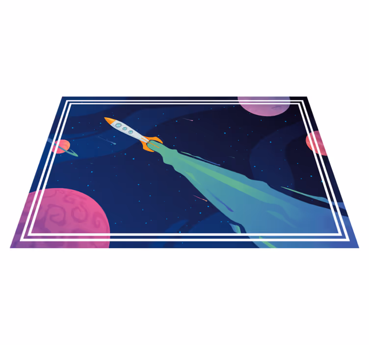 Alfombra vinílica de estrellas nave espacial en órbita - TenVinilo