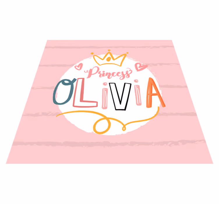 Alfombra vinílica con nombre Princesa colorida con nombre persona - TenVinilo