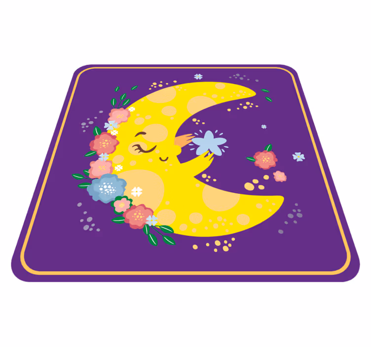 Alfombra vinílica de estrellas alegre flor de luna - TenVinilo