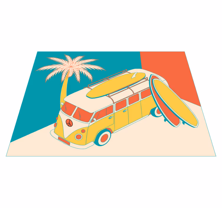 Alfombra vinílica vintage Mini bus hippie - TenVinilo