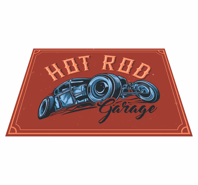 Alfombra vinílica vintage Concepto de coche hot rod - TenVinilo