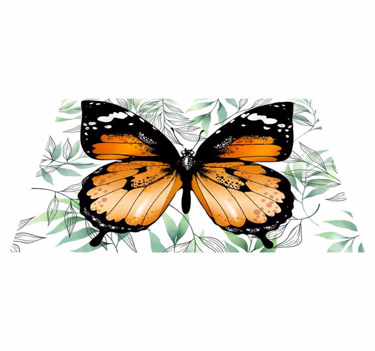 Alfombra vinilo rectangular Mariposa naranja - TenVinilo