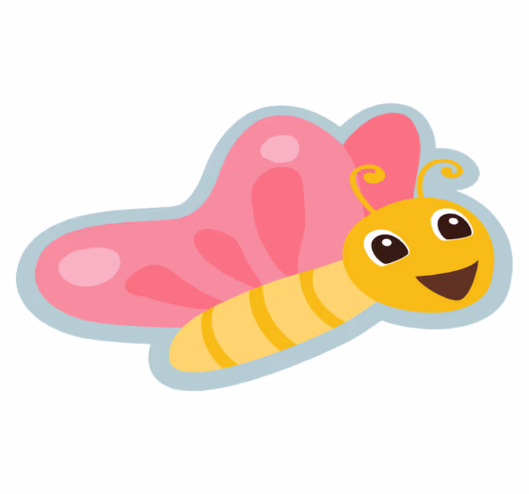 Alfombra vinílica infantil personaje de mariposa colorida - TenVinilo