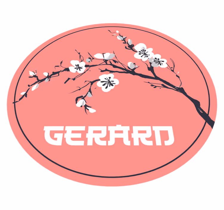 Alfombra vinílica con nombre Sakura flores japonesas con nombre - TenVinilo