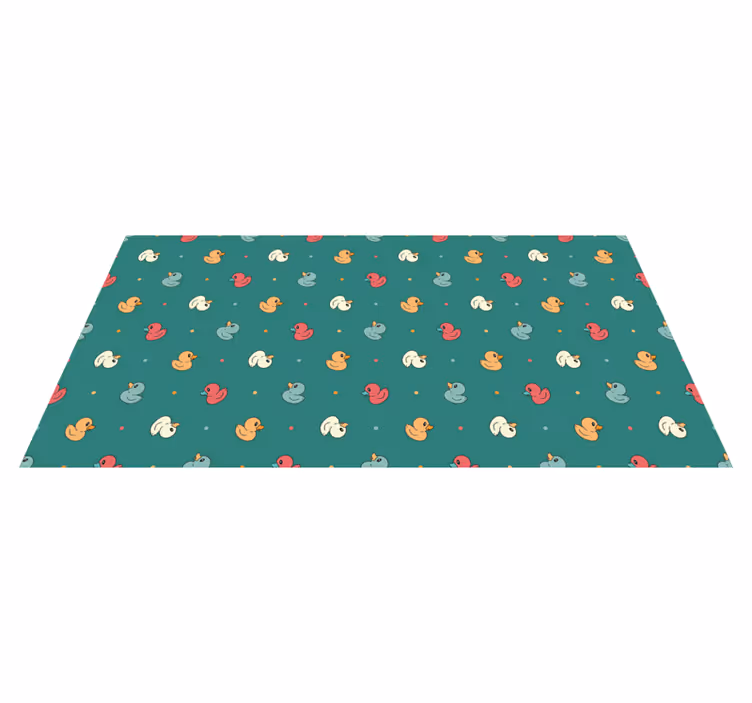 Alfombra vinílica infantil patrón de patitos coloridos - TenVinilo