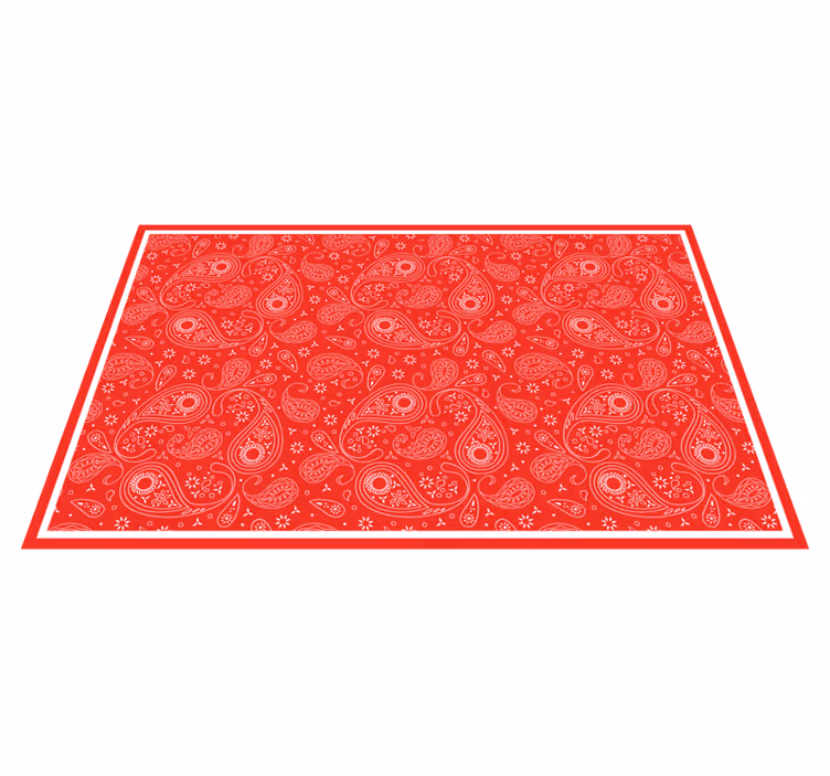 Alfombra vinílica textura Patrón de pañuelo rojo boho - TenVinilo