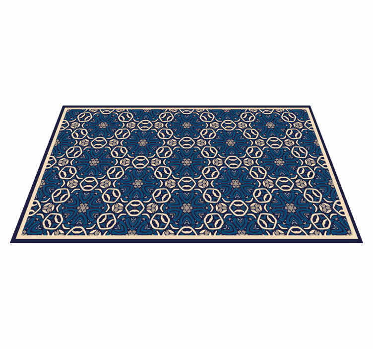 Alfombra vinílica baño Boho azul de patrones sin fisuras - TenVinilo