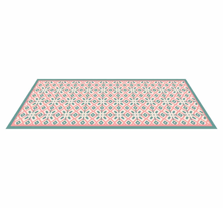 Alfombra vinilo rectangular Patrón boho rosa, azul y amarillo - TenVinilo