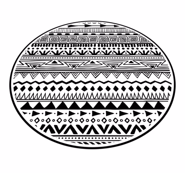 Alfombra vinílica étnica patrones en blanco y negro - TenVinilo
