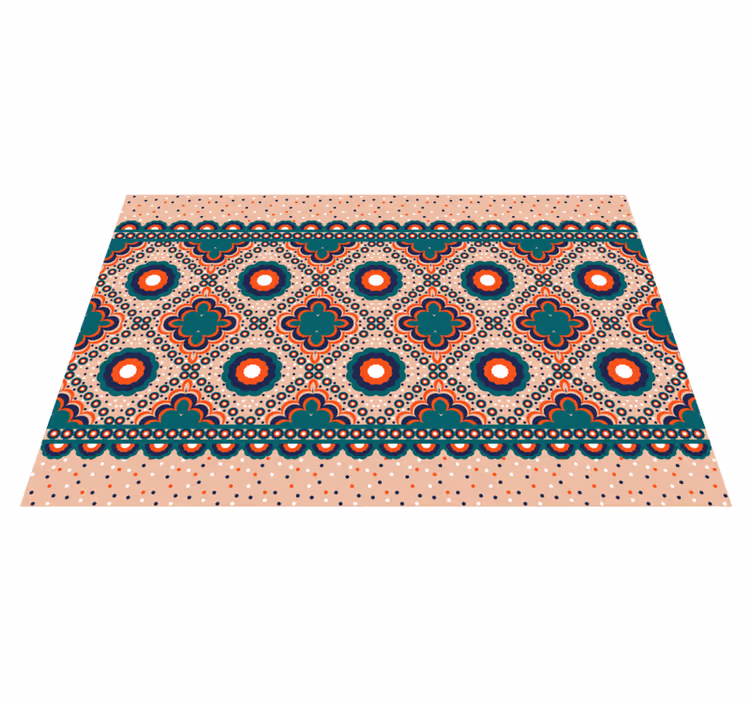 Alfombra vinílica dormitorio Patrón geométrico floral boho - TenVinilo