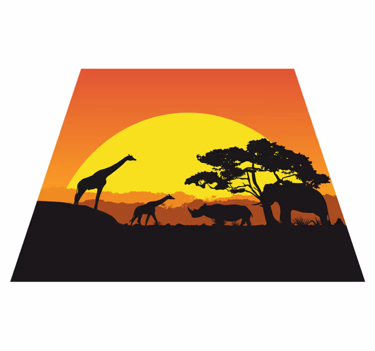 Aflombra vinílica animales escena de safari al atardecer - TenVinilo