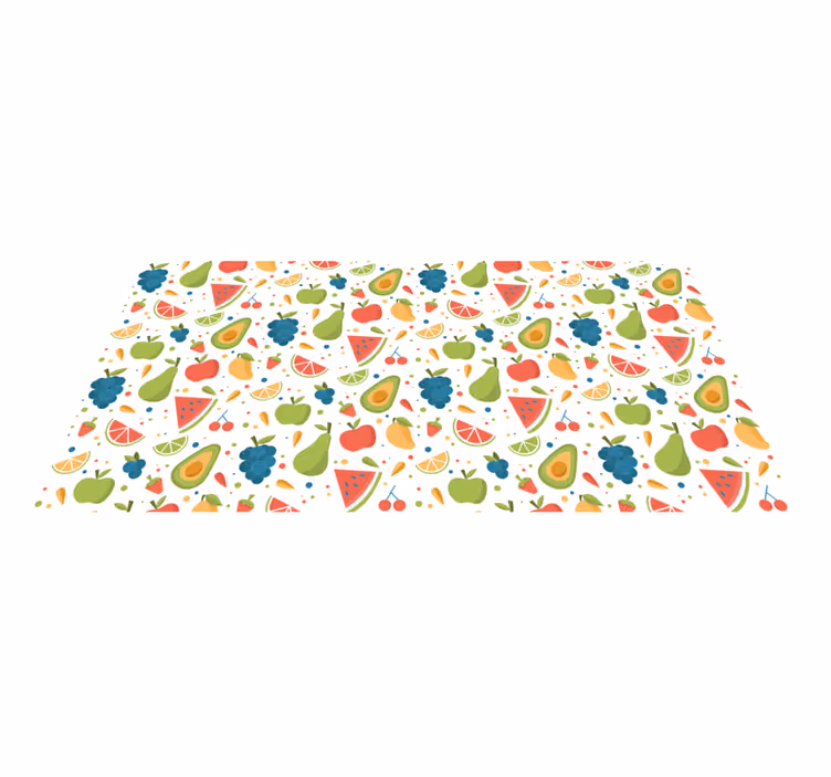Alfombra vinílica cocina patrones de frutas de colores - TenVinilo