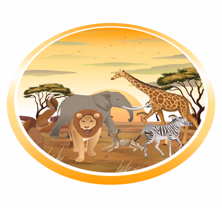 Aflombra vinílica animales expedición de safari con animales - TenVinilo