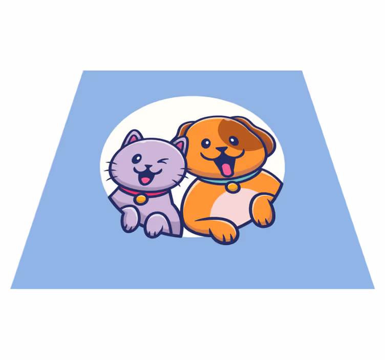 Aflombra vinílica animales Lindo, perro, y, gato, amigo, caricatu - TenVinilo