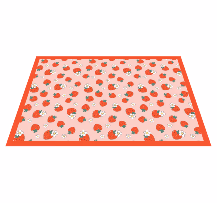 Alfombra vinílica flores estampado floral de fresa - TenVinilo
