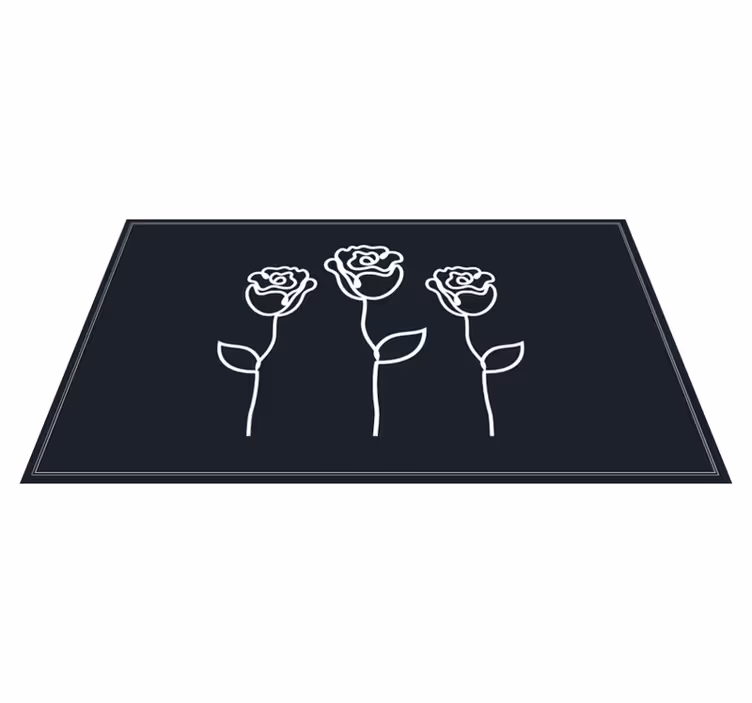 Alfombra vinílica flores representación botánica en boceto - TenVinilo