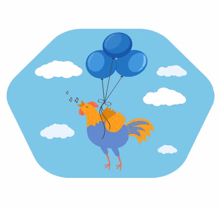 Alfombra vinílica infantil globos de gallo alegres - TenVinilo