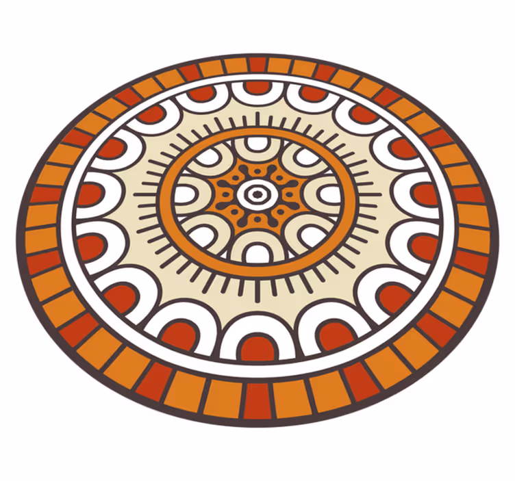 Alfombra vinílica mandala Tonos naranjas circulares - TenVinilo