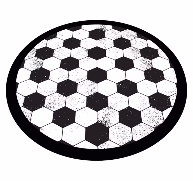 Alfombra vinilo redonda Patrón de fútbol blanco y negro - TenVinilo
