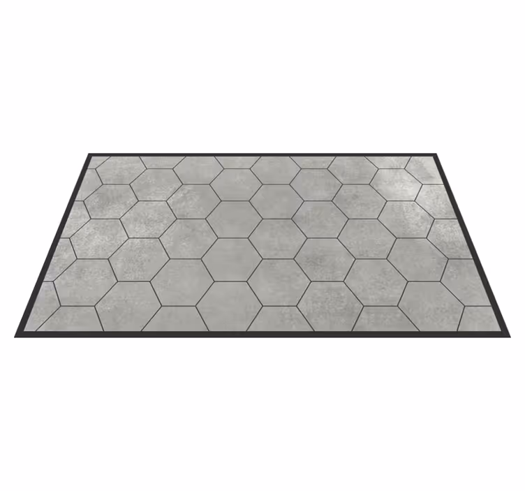 Alfombra vinílica baño motivo gris hexagonal - TenVinilo