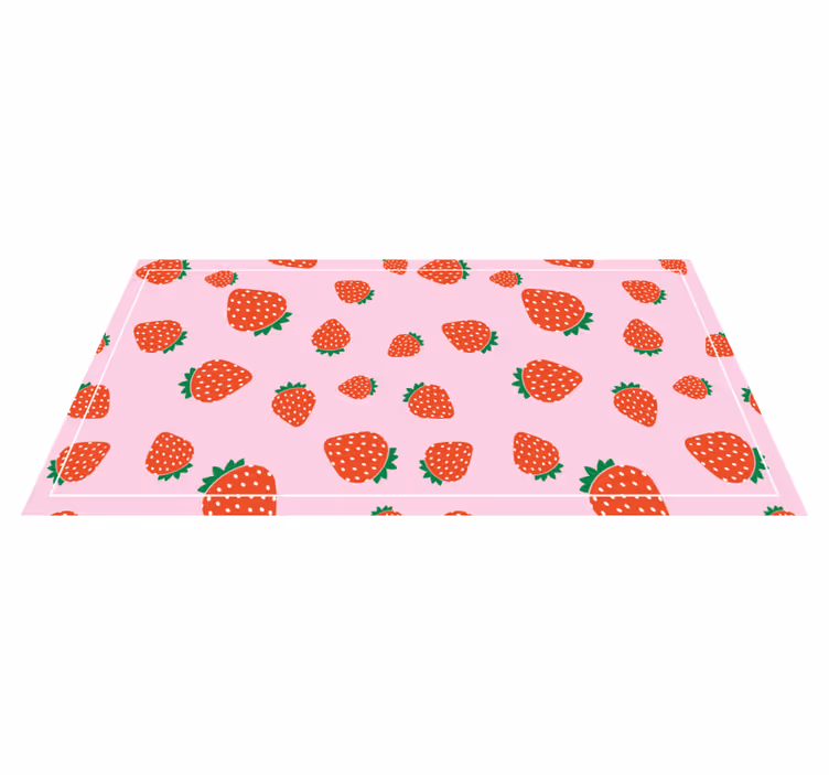 Alfombra vinílica flores motivo de fresa rosa - TenVinilo