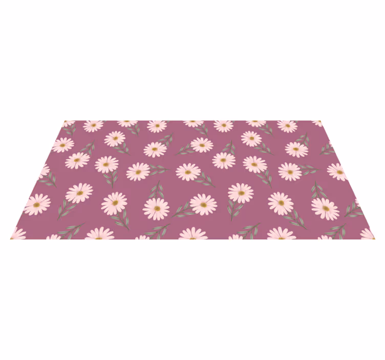 Alfombra vinílica flores Pequeñas margaritas rosadas - TenVinilo