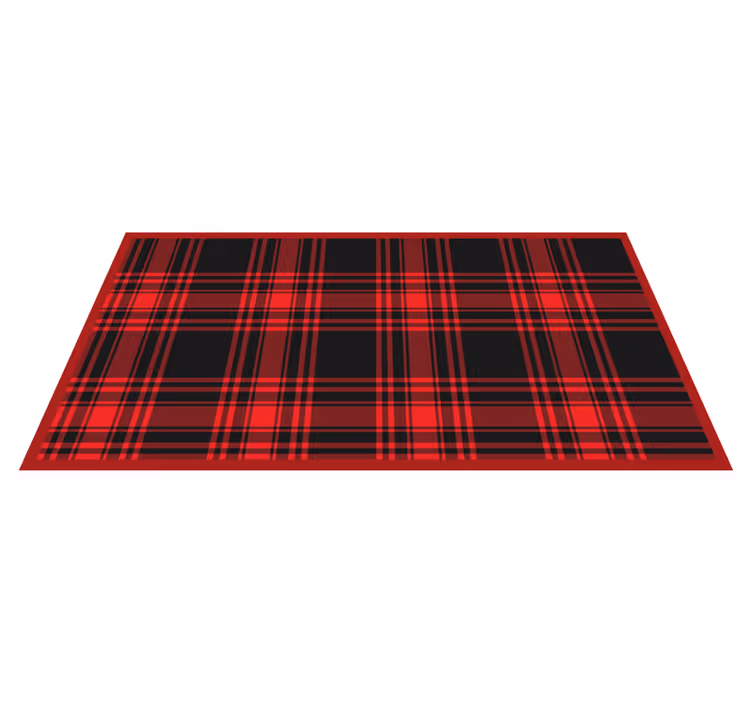 Alfombra vinilo cocina Patrón de cuadros rojo y negro de tartán m - TenVinilo
