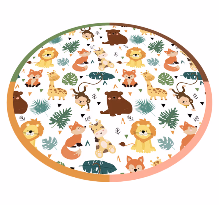 Aflombra vinílica animales amigos coloridos de la jungla - TenVinilo