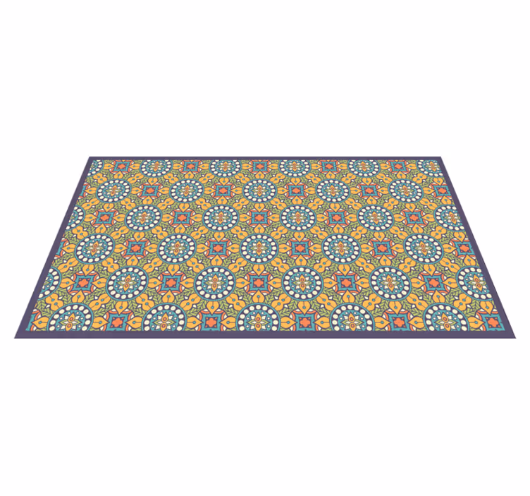 Alfombra vinílica nórdica Mosaico multicolor abstracto - TenVinilo