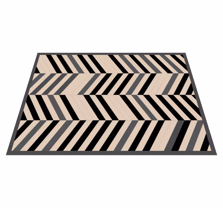 Alfombra vinílica nórdica Fondo beige lineas negras - TenVinilo