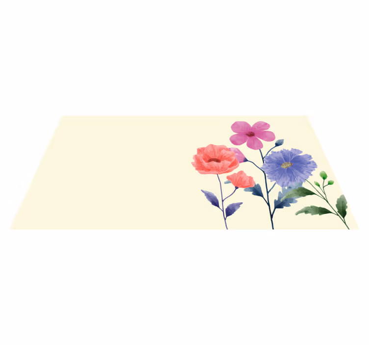 Alfombra vinilo rectangular Conjunto de flores de colores acuarel - TenVinilo