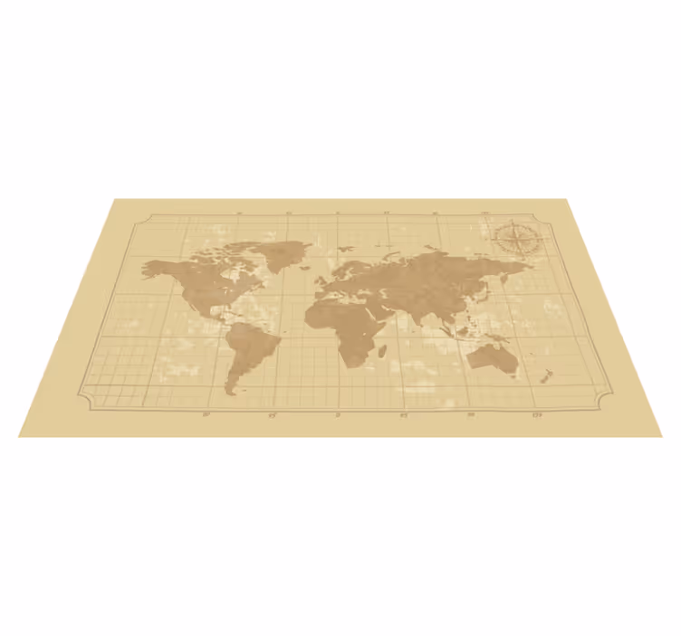 Alfombra vinílica mapamundi mapa gráfico vintage - TenVinilo