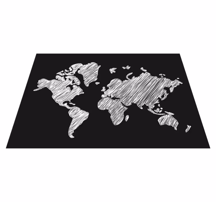 Alfombra vinílica mapamundi diseño de pizarra gris - TenVinilo