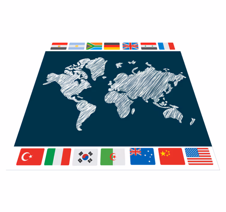 Alfombra vinílica mapamundi arte del mapa global - TenVinilo