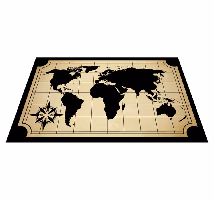 Alfombra vinílica mapamundi diseño de mapa del mundo - TenVinilo