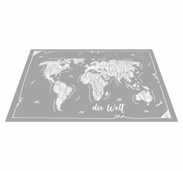 Alfombra de vinilo mapamundi Estilo dibujado a mano gris claro - TenVinilo