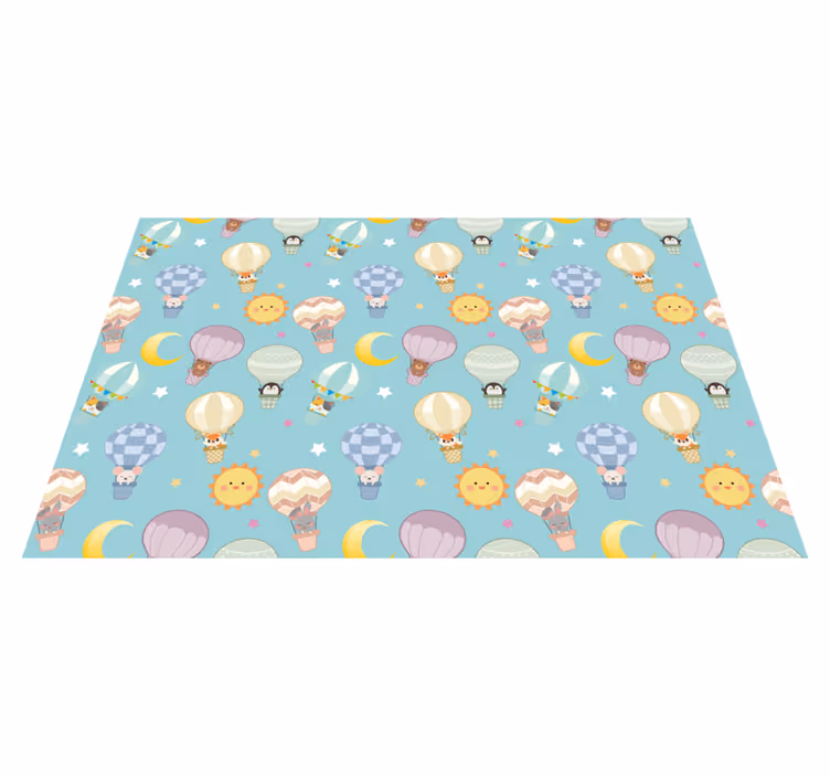 Alfombra vinílica infantil Globos de colores con animales lindos - TenVinilo