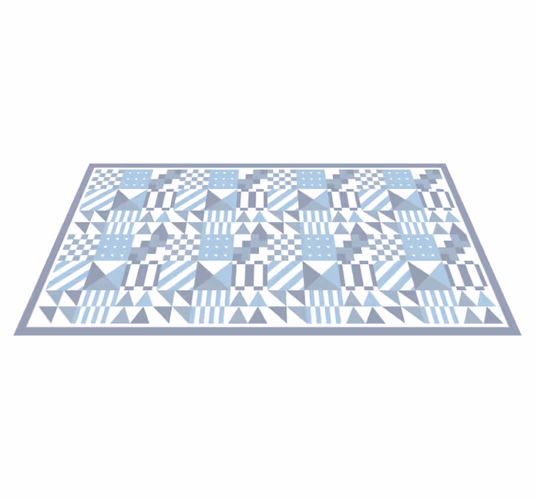 Alfombra vinílica hidráulica patrones geométricos azules - TenVinilo
