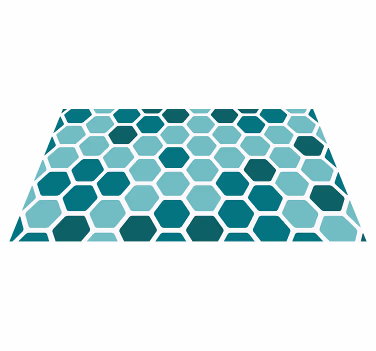 Alfombra vinílica geométrica motivo de panal verde - TenVinilo